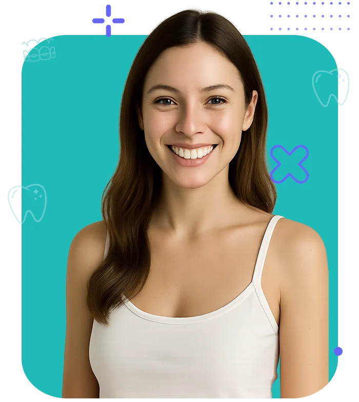 Paciente sonriendo mostrando una corona dental estética en Chihuahua